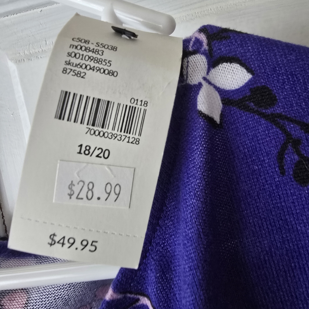 Lane Bryant Purple Sweater with White Floral Design